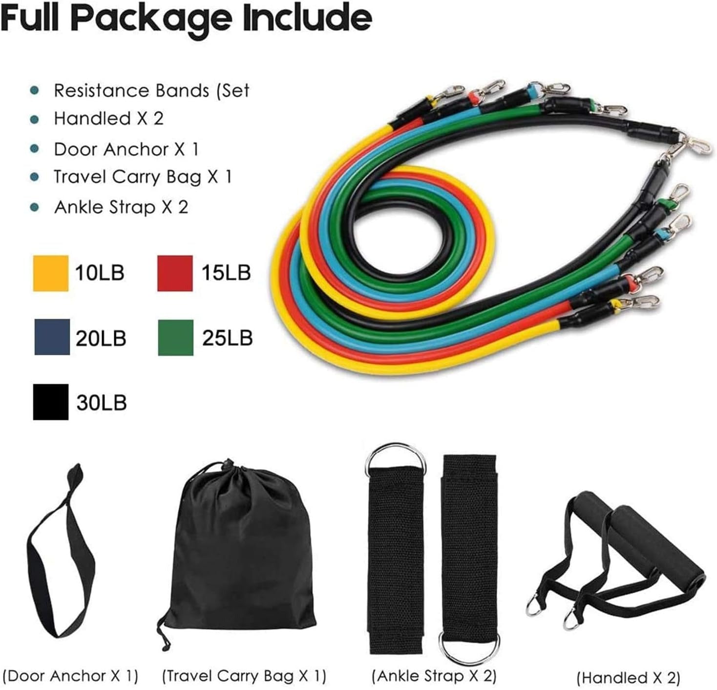 11-Piece Resistance Bands Set – Complete Full-Body Workout at Home