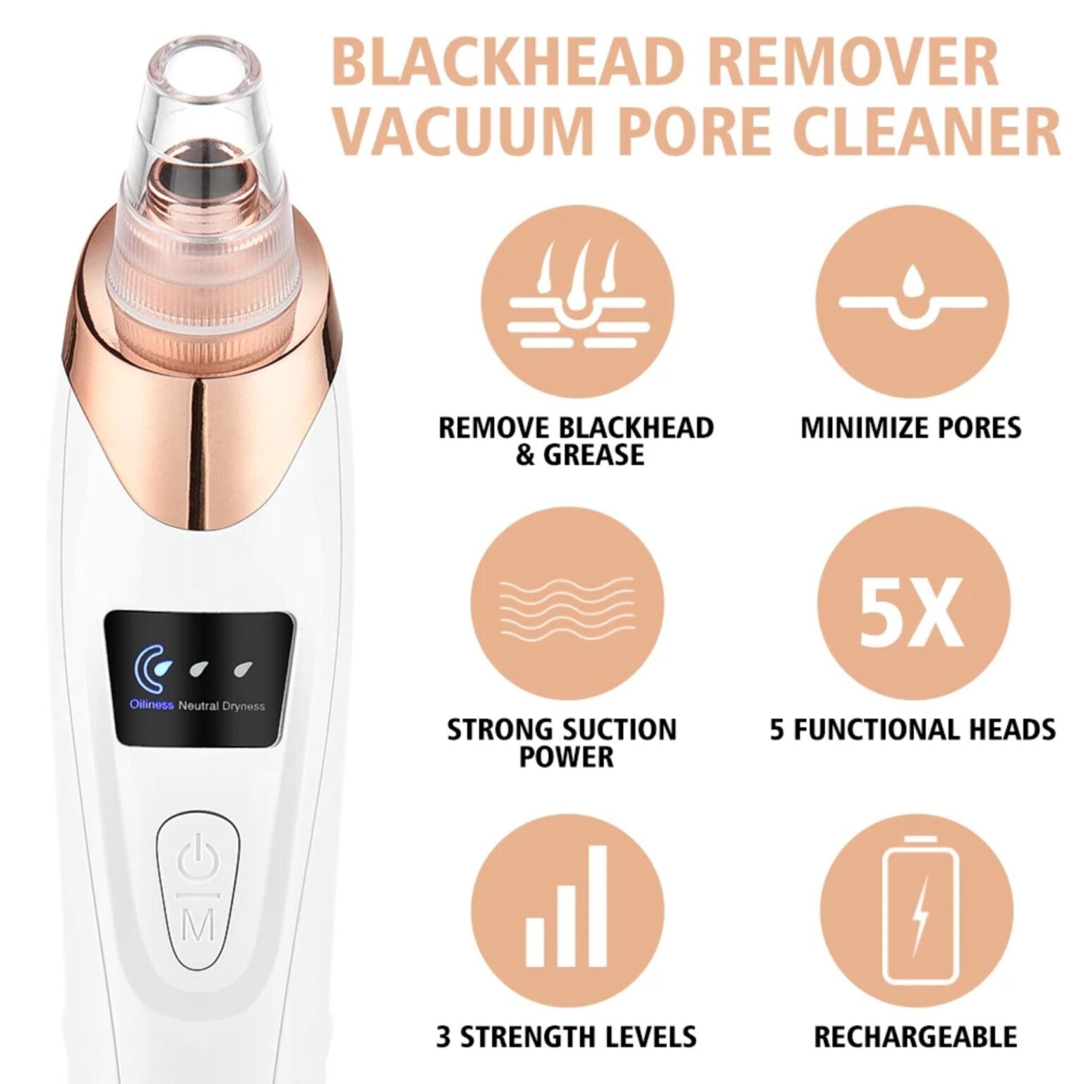 5 in 1 Blackhead Vacuum Cleaner – Instantly Remove Blackheads at Home