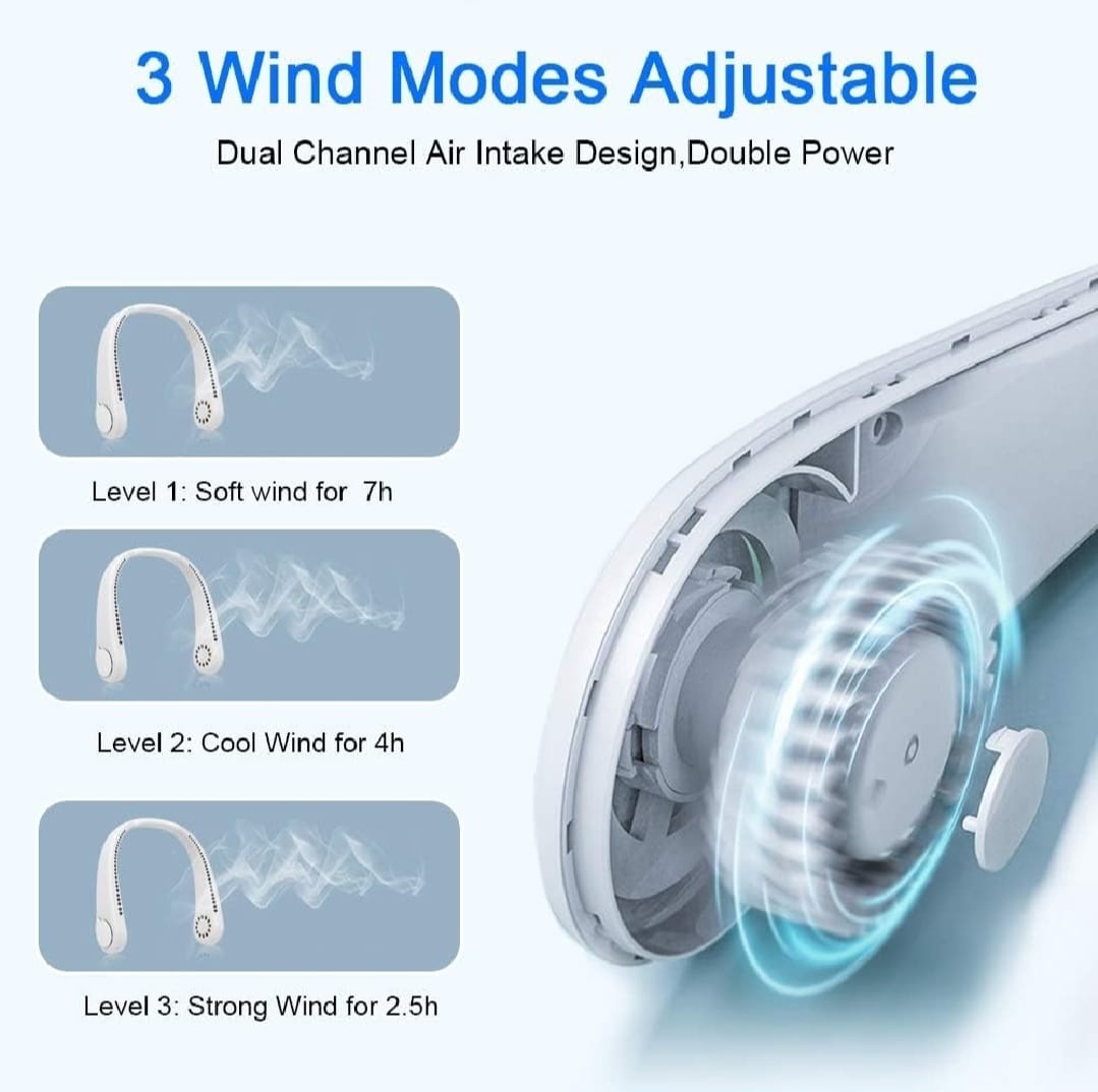 USB Neck Fan – Rechargeable Hands-Free Cooling Fan