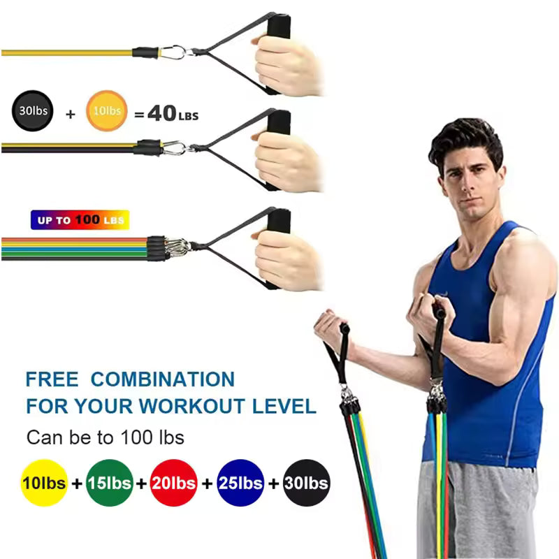 11-Piece Resistance Bands Set – Complete Full-Body Workout at Home
